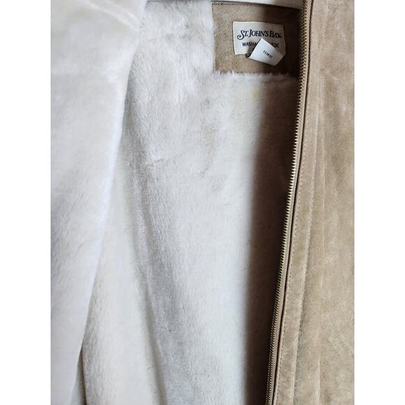 St John's Bay washable suede coat, faux fur lined sx XL hooded tan boho cowgirl - Picture 4 of 9